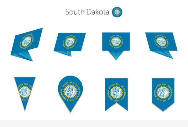 South Dakota Amerikaanse Vlag Collectie Acht Versies Van South Dakota — Stockvector