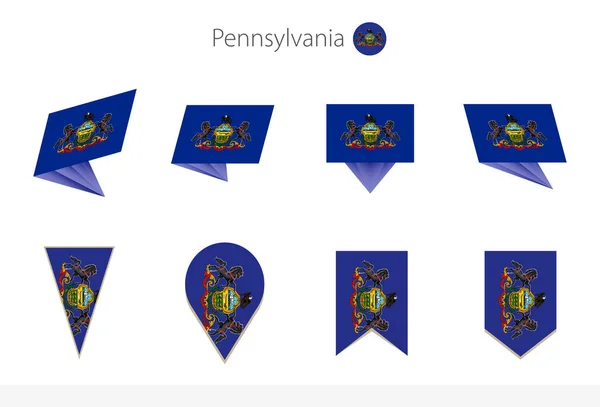 Pennsylvanie State Flag Collection Huit Versions Des Drapeaux Vectoriels Pennsylvanie — Image vectorielle