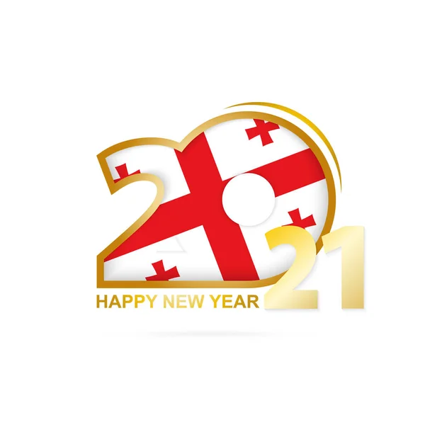 Año 2021 Con Patrón Bandera Georgia Feliz Año Nuevo Diseño — Archivo Imágenes Vectoriales