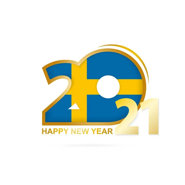 Year 2021 Sweden Flag Pattern Happy New Year Design Vector — Stock Vector