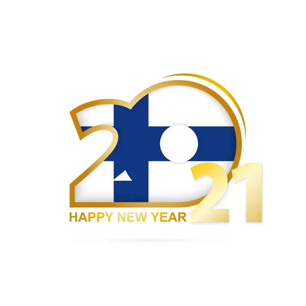 Año 2021 Con Patrón Bandera Finlandia Feliz Año Nuevo Diseño — Archivo Imágenes Vectoriales