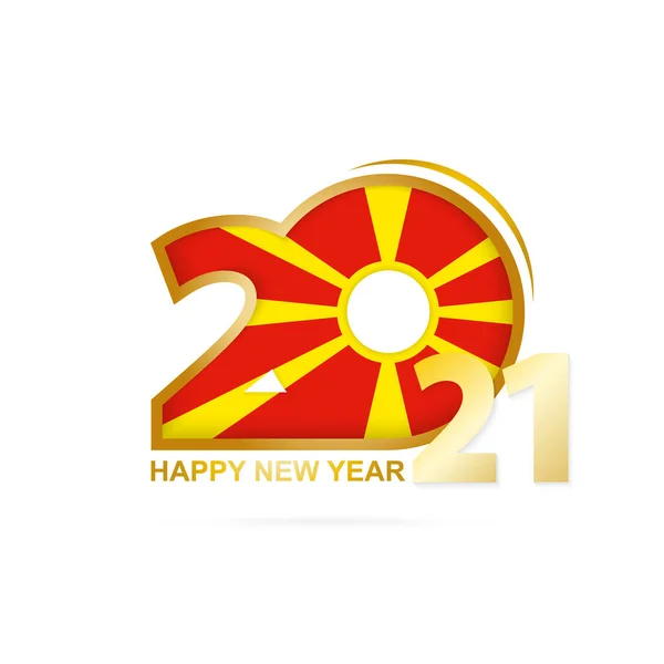 Ano 2021 Com Padrão Bandeira Macedônia Feliz Ano Novo Design — Vetor de Stock
