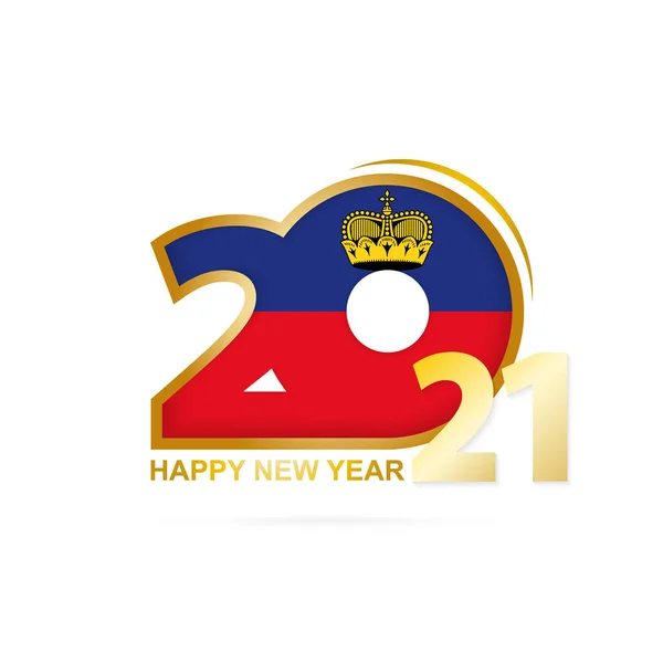 Año 2021 Con Patrón Bandera Liechtenstein Feliz Año Nuevo Diseño — Vector de stock