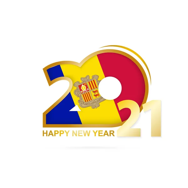 Rok 2021 Wzorem Flagi Andory Szczęśliwego Nowego Roku Ilustracja Wektora — Wektor stockowy