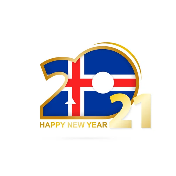 Año 2021 Con Patrón Bandera Islandia Feliz Año Nuevo Diseño — Archivo Imágenes Vectoriales