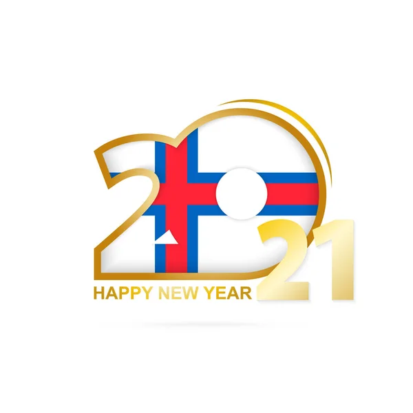 Año 2021 Con Patrón Bandera Las Islas Feroe Feliz Año — Vector de stock