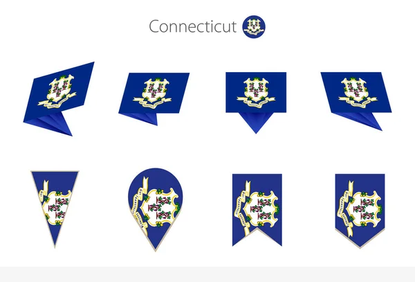Connecticut State Flag Collection Eight Versions Connecticut Vector Flags Vector — Stock Vector