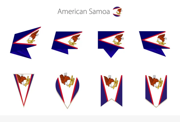 Colección Banderas Nacionales Samoa Americana Ocho Versiones Banderas Vectoriales Samoa — Vector de stock