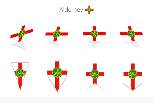 Collection Drapeaux Nationaux Alderney Huit Versions Drapeaux Vectoriels Alderney Illustration — Image vectorielle