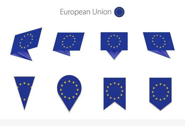Európai Unió Nemzeti Zászlógyűjteménye Európai Uniós Vektorlobogók Nyolc Változata Vektorillusztráció — Stock Vector