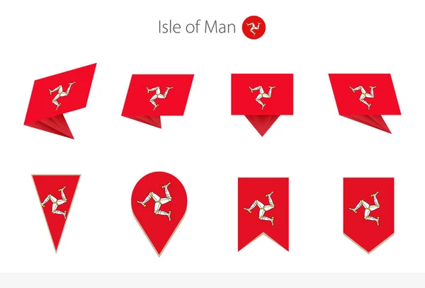 Collezione Bandiere Nazionali Isle Man Otto Versioni Bandiere Vettoriali Isle — Vettoriale Stock
