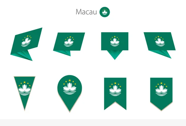 Kolekcja Flag Narodowych Makau Osiem Wersji Flag Wektorowych Makau Ilustracja — Wektor stockowy