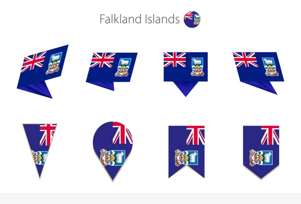 フォークランド諸島の国旗のコレクション フォークランド諸島の旗の8つのバージョン ベクターイラスト — ストックベクタ