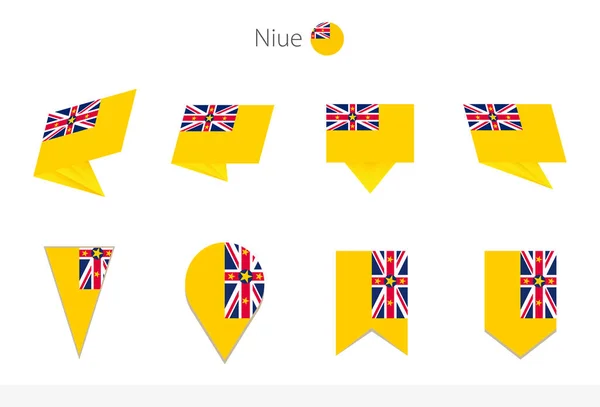 Coleção Bandeiras Nacionais Niue Oito Versões Bandeiras Vetoriais Niue Ilustração — Vetor de Stock