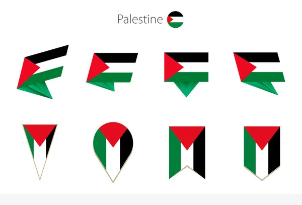 Palestina Nationale Vlag Collectie Acht Versies Van Palestina Vector Vlaggen — Stockvector