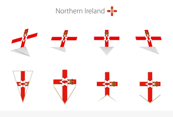 Coleção Bandeiras Nacionais Irlanda Norte Oito Versões Bandeiras Vetoriais Irlanda — Vetor de Stock