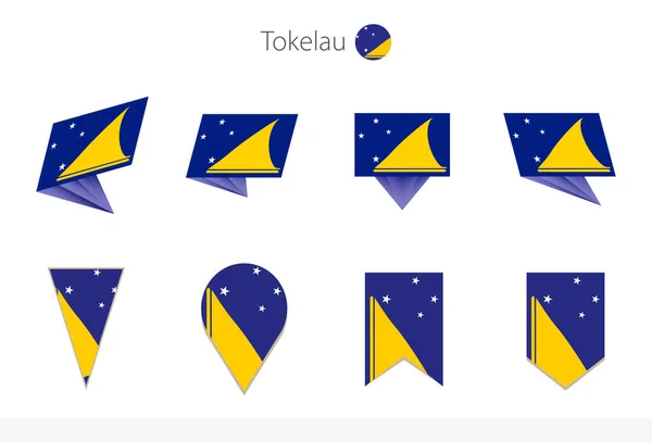 Tokelau Nationalflaggensammlung Acht Versionen Der Tokelau Vektorfahnen Vektorillustration — Stockvektor