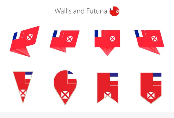 Wallis Futuna Nationale Vlag Collectie Acht Versies Van Wallis Futuna — Stockvector