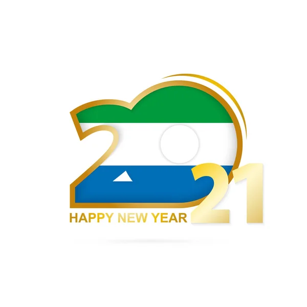 Έτος 2021 Μοτίβο Σημαία Σιέρα Λεόνε Καλή Χρονιά Εικονογράφηση Διανύσματος — Διανυσματικό Αρχείο