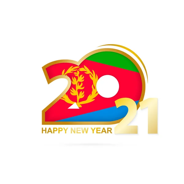 Año 2021 Con Patrón Bandera Eritrea Feliz Año Nuevo Diseño — Vector de stock