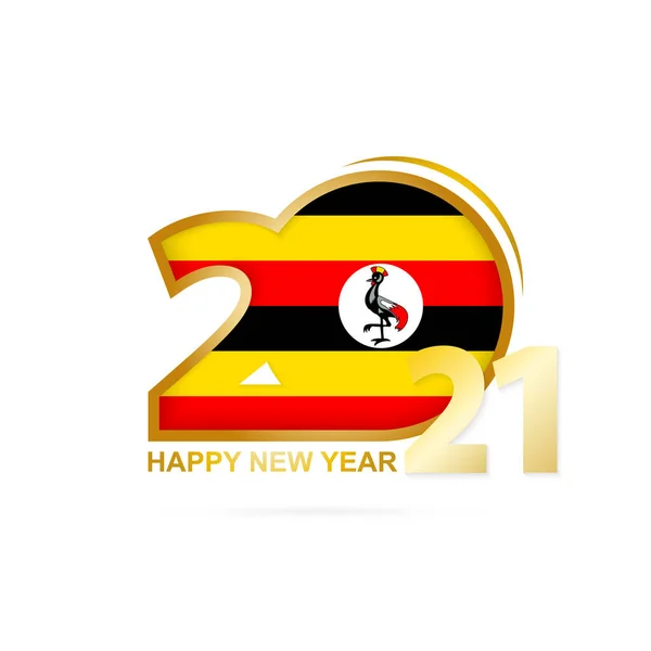 Ano 2021 Com Padrão Bandeira Uganda Feliz Ano Novo Design —  Vetores de Stock