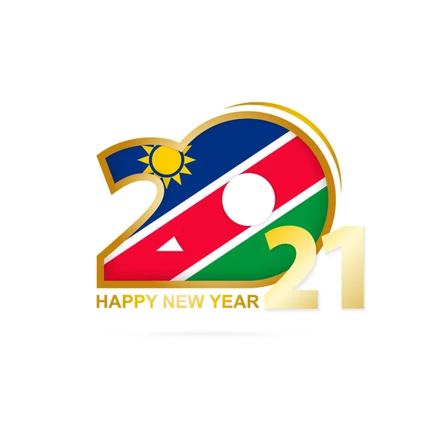 Ano 2021 Com Padrão Bandeira Namíbia Feliz Ano Novo Design —  Vetores de Stock