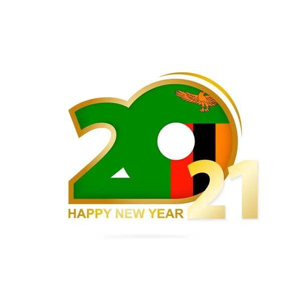 Année 2021 Avec Motif Drapeau Zambie Bonne Année Design Illustration — Image vectorielle