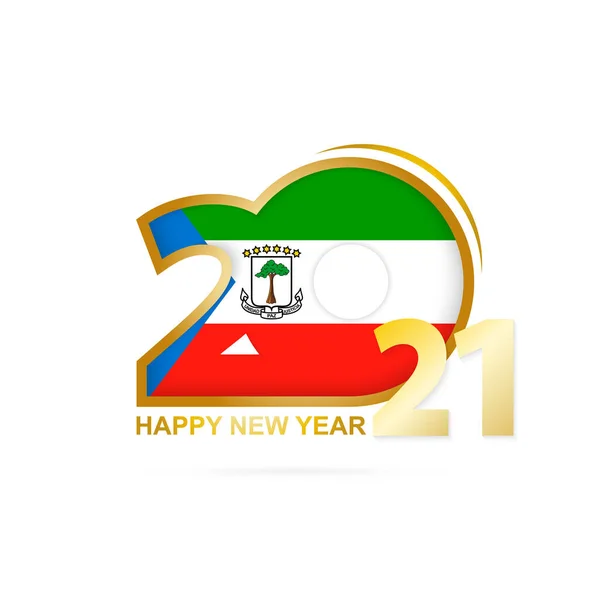Rok 2021 Vlajkovým Vzorem Rovníkové Guineje Šťastný Nový Rok Design — Stockový vektor