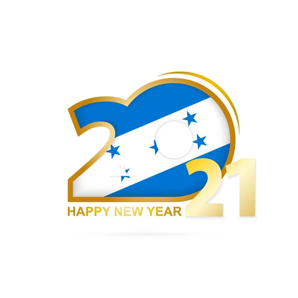 Año 2021 Con Patrón Bandera Honduras Feliz Año Nuevo Diseño — Archivo Imágenes Vectoriales