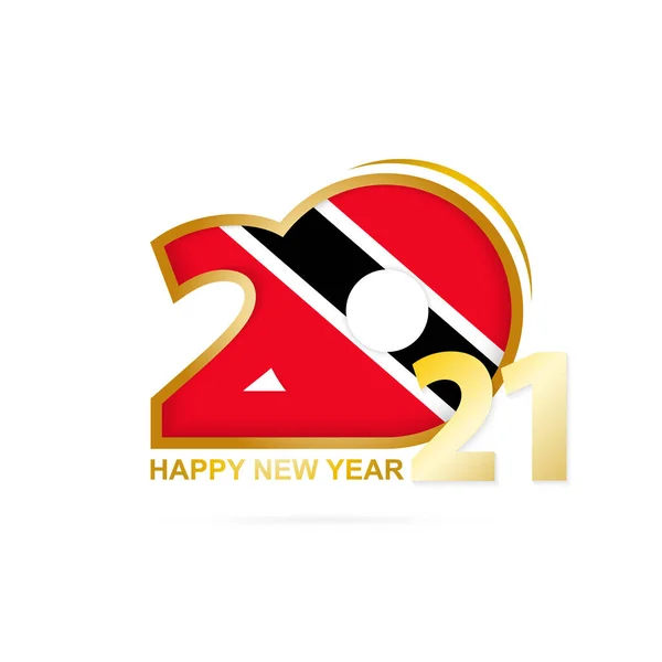 Rok 2021 Vlajkovým Vzorem Trinidad Tobago Šťastný Nový Rok Design — Stockový vektor