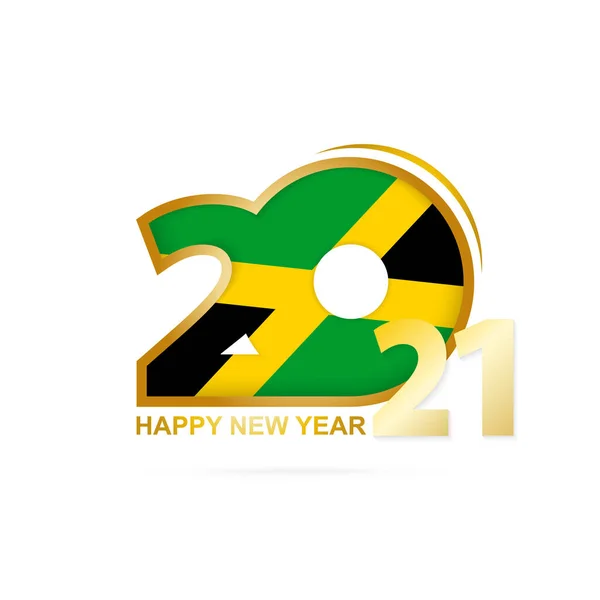 Año 2021 Con Patrón Bandera Jamaica Feliz Año Nuevo Diseño — Archivo Imágenes Vectoriales