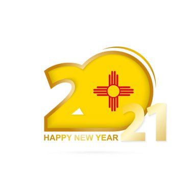New Mexico Flag desenli 2021 yılı. Mutlu yıllar tasarımı. Vektör İllüstrasyonu.