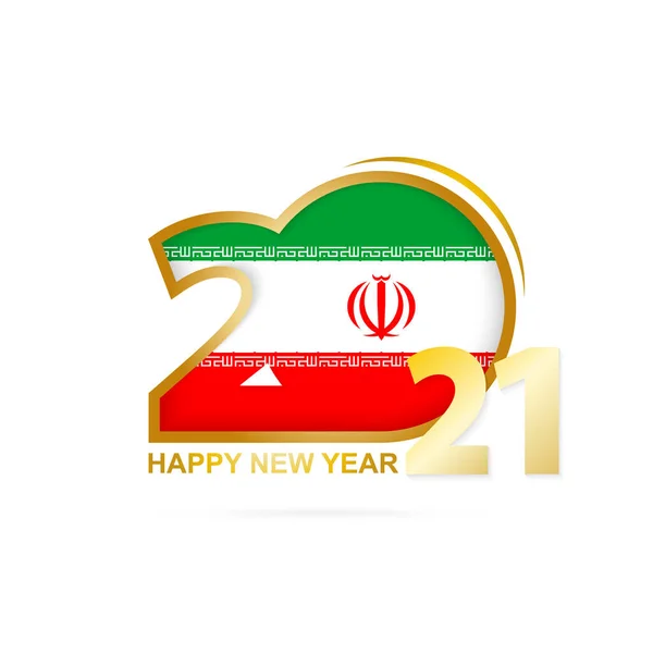 Jahr 2021 Mit Dem Muster Der Iranischen Flagge Frohes Neues — Stockvektor