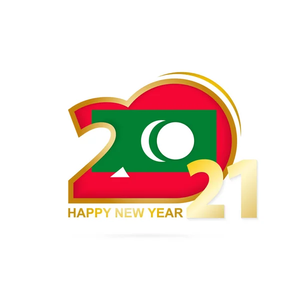 Έτος 2021 Σχέδιο Σημαίας Μαλδίβες Καλή Χρονιά Εικονογράφηση Διανύσματος — Διανυσματικό Αρχείο