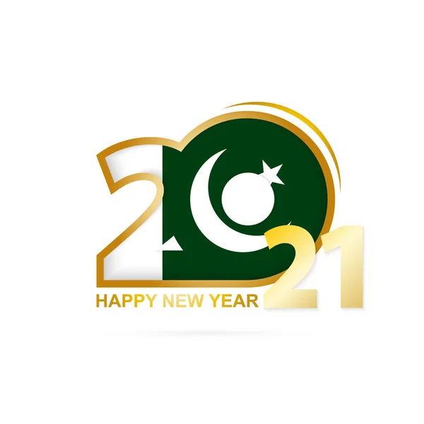 Έτος 2021 Πακιστανική Σημαία Μοτίβο Καλή Χρονιά Εικονογράφηση Διανύσματος — Διανυσματικό Αρχείο