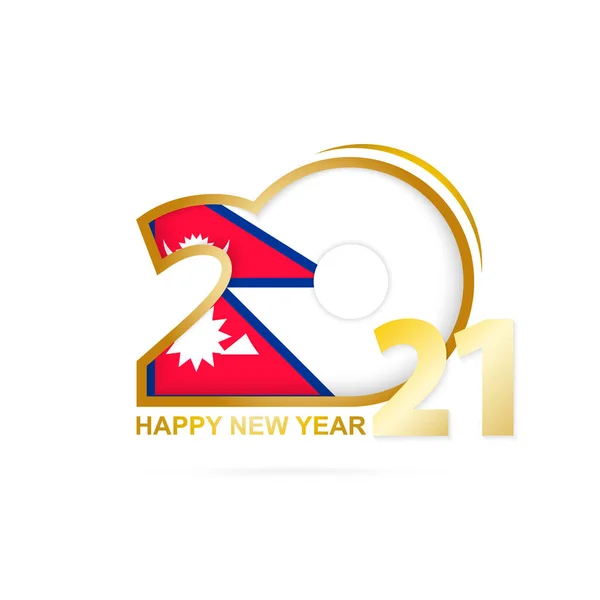 2021 Ben Nepál Zászlómintával Boldog Évet Vektorillusztráció — Stock Vector