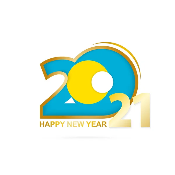 Año 2021 Con Patrón Palau Flag Feliz Año Nuevo Diseño — Archivo Imágenes Vectoriales
