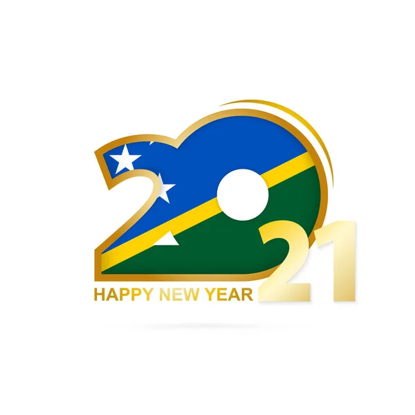 Année 2021 Avec Motif Drapeau Des Îles Salomon Bonne Année — Image vectorielle