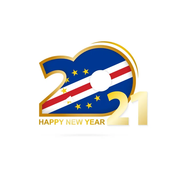 Año 2021 Con Patrón Bandera Cabo Verde Feliz Año Nuevo — Archivo Imágenes Vectoriales