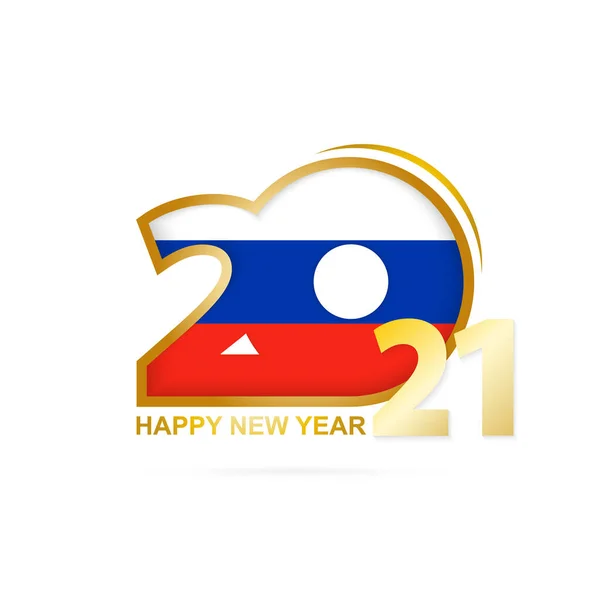 Año 2021 Con Patrón Bandera Rusia Feliz Año Nuevo Diseño — Vector de stock