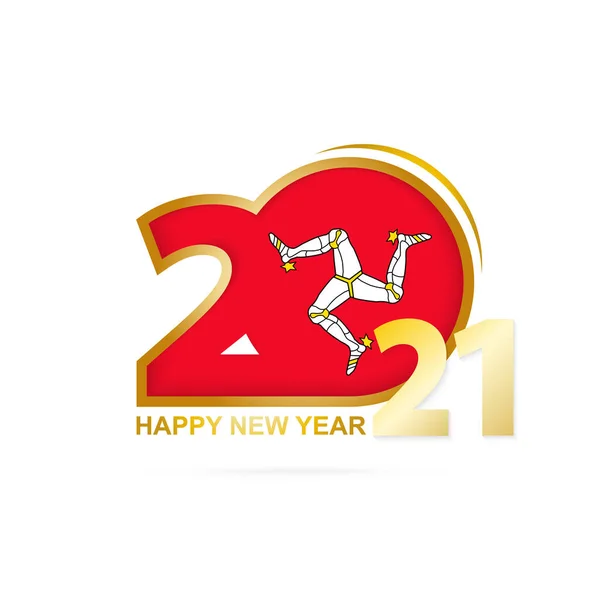 Ano 2021 Com Padrão Bandeira Ilha Man Feliz Ano Novo —  Vetores de Stock