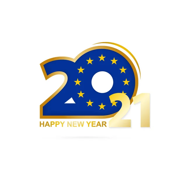 Ano 2021 Com Padrão Bandeira União Europeia Feliz Ano Novo — Vetor de Stock