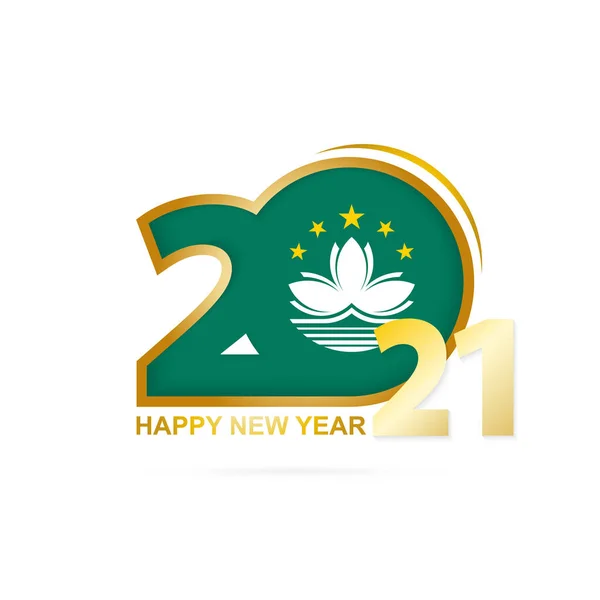 Rok 2021 Vlajkovým Vzorem Macau Šťastný Nový Rok Design Vektorová — Stockový vektor