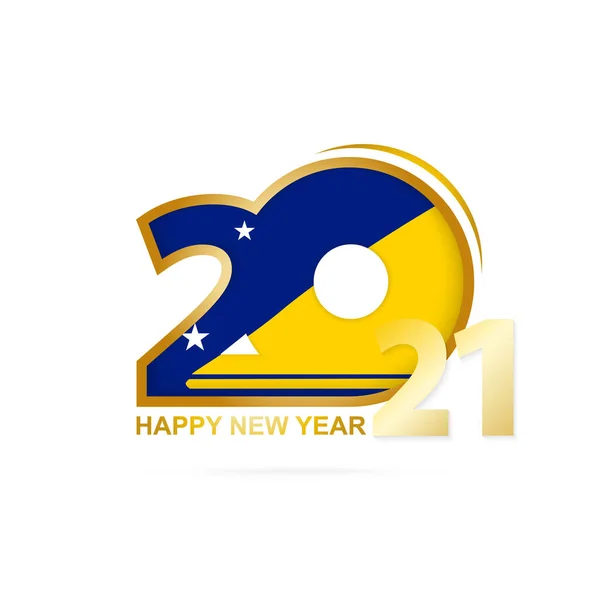 Año 2021 Con Patrón Tokelau Flag Feliz Año Nuevo Diseño — Archivo Imágenes Vectoriales