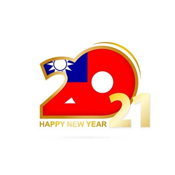 Jahr 2021 Mit Taiwan Flagge Muster Frohes Neues Jahr Design — Stockvektor