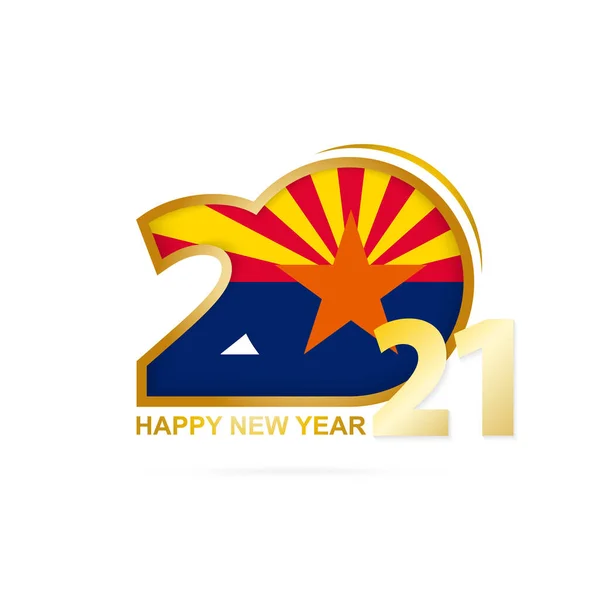 Year 2021 Arizona Flag Pattern Happy New Year Design Vector — Stock Vector