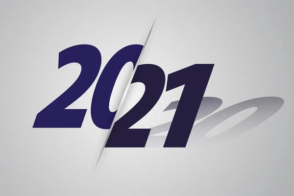 Año 2021 Con Sombras Del Año 2020 Ilustración Vectorial — Vector de stock