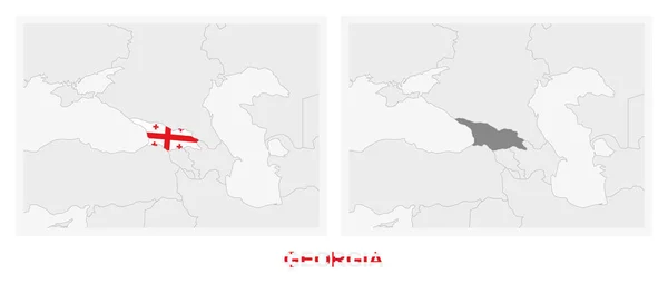 Zwei Versionen Der Landkarte Georgiens Mit Der Flagge Georgiens Und — Stockvektor