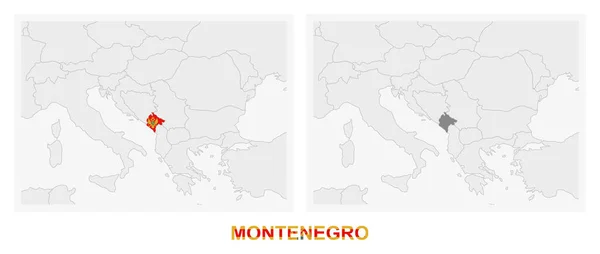 Zwei Versionen Der Karte Von Montenegro Mit Der Flagge Von — Stockvektor