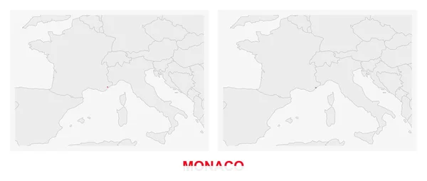 Zwei Versionen Der Landkarte Von Monaco Mit Der Flagge Von — Stockvektor